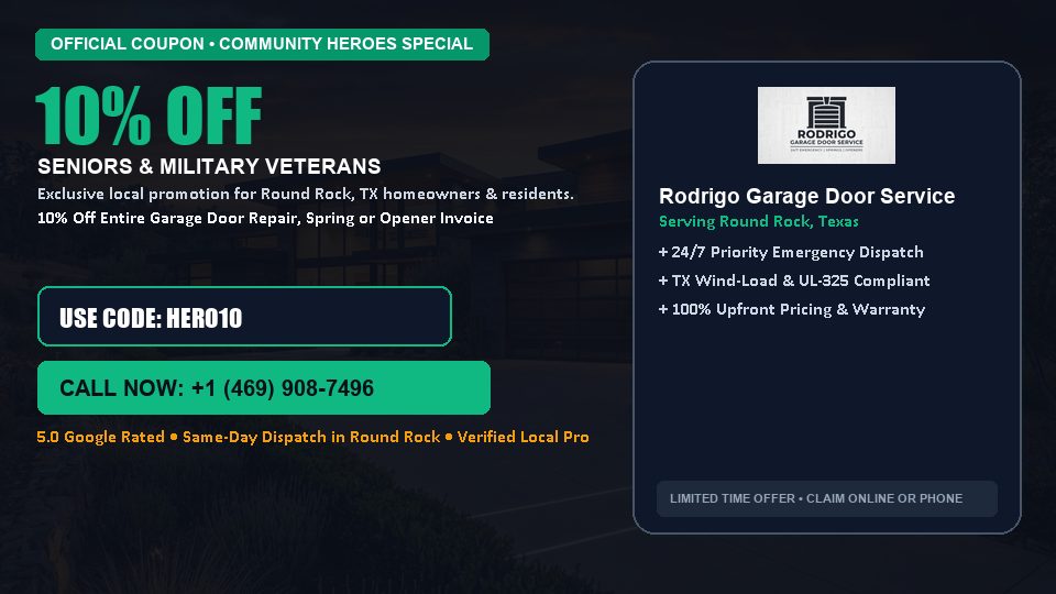 Rodrigo Garage Door Service 10% OFF Seniors & Military Veterans in Round Rock, TX